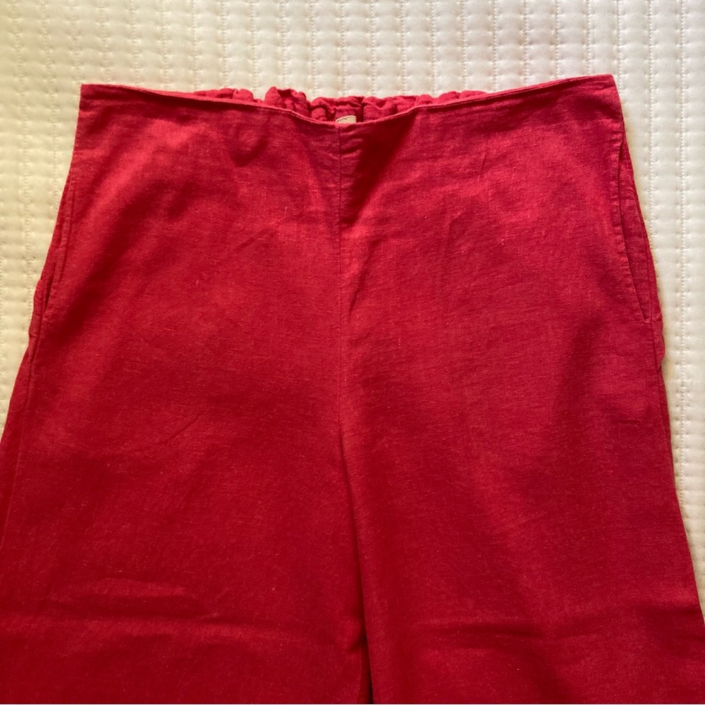 High-Waist Red Wide-Leg Pants - Picture 3 of 15